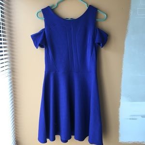 High Street Royal Blue Cold Shoulder Swing Dress